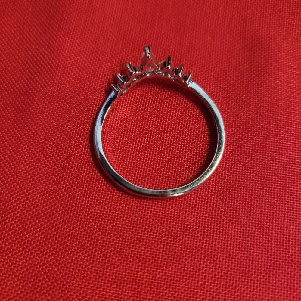 CZ Sterling Silver Tiara Style Curved Band Ring